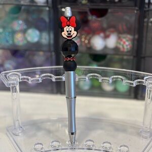 Handcrafted Minnie Mouse Silver and Black Beaded Pen